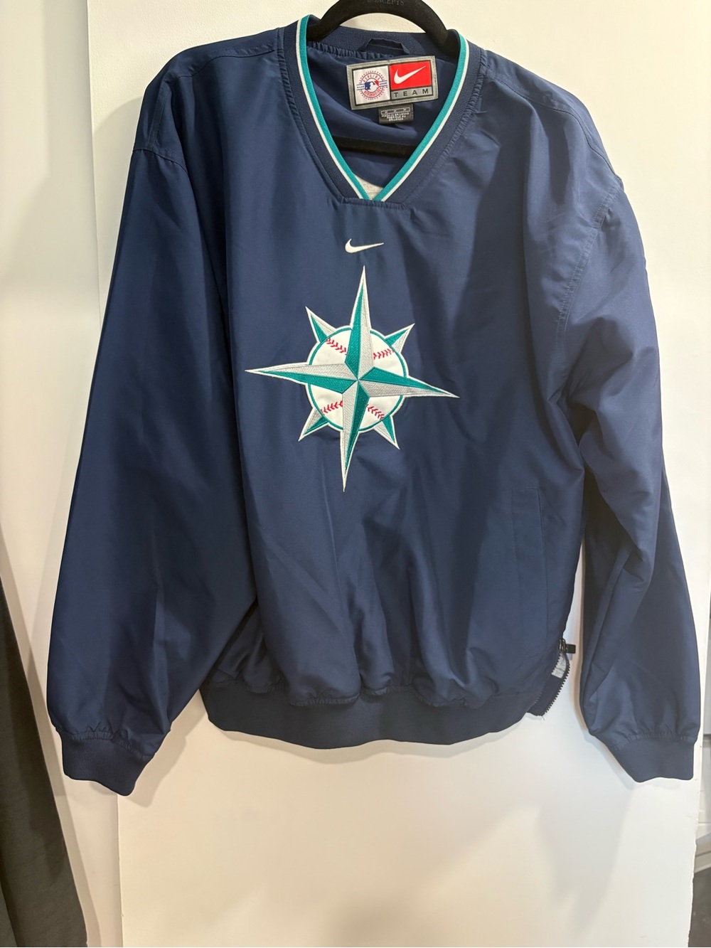 Nike Navy Pullover with Red Swoosh and Teal Trim